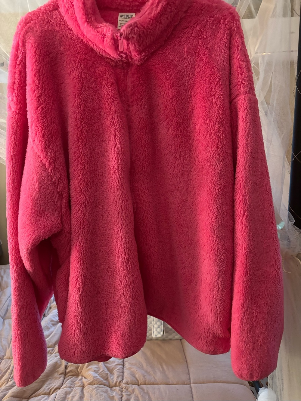 PINK Victoria's Secret Plush Teddy Jacket - Hot Pink